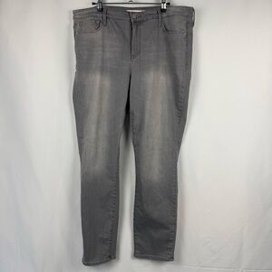 Athleta Sculptek Mid Rise Stretch Skinny Jeans Charcoal Denim Wash Pants 16